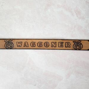 Waggoner last name personalized western belt size 42 leather brown